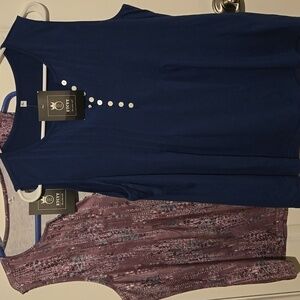 Etcyy Navy and Purple print Sleeveless Tops XL NWT